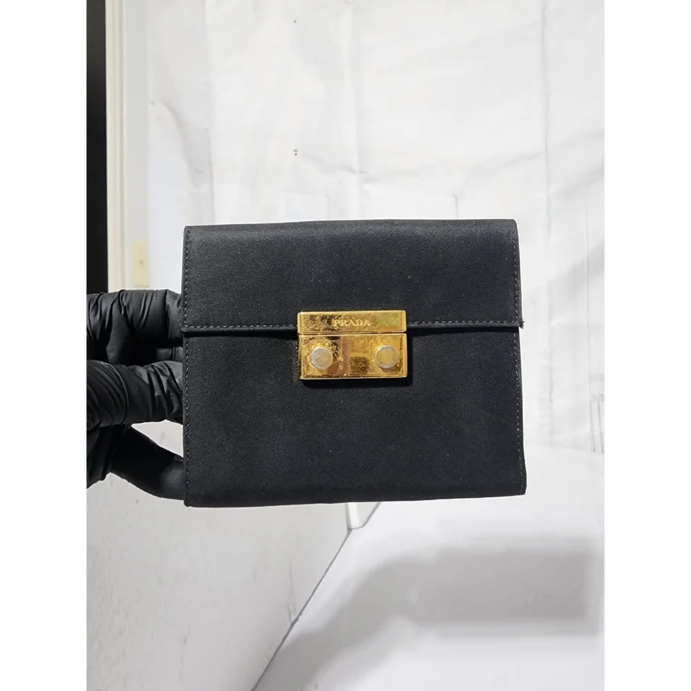 Prada Nylon Compact Wallet Black